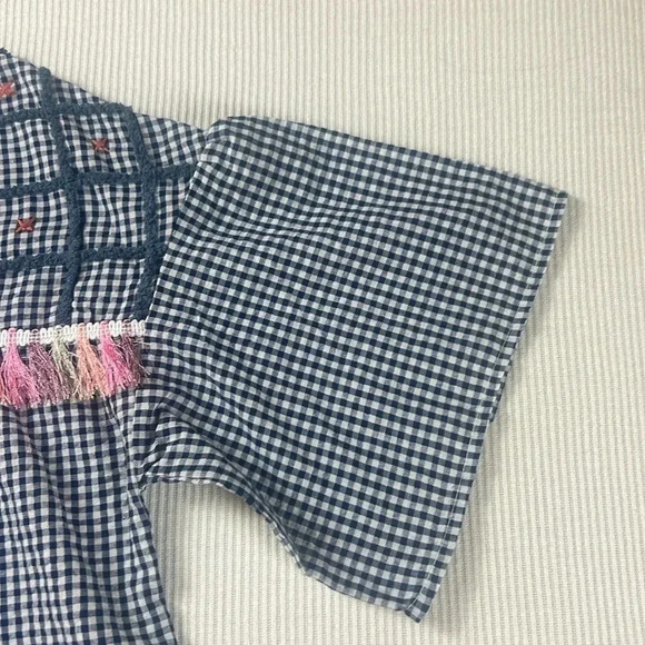 HAYDEN Los Angeles NWT Mini Dress Size MEDIUM Tassel Embroidered Gingham Pockets - Picture 5 of 13